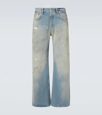 Acne Studios High-rise Printed Wide-leg Jeans In Blue