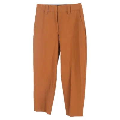 Acne Studios High-rise Tailored Trousers In Rust Polyester In Brown