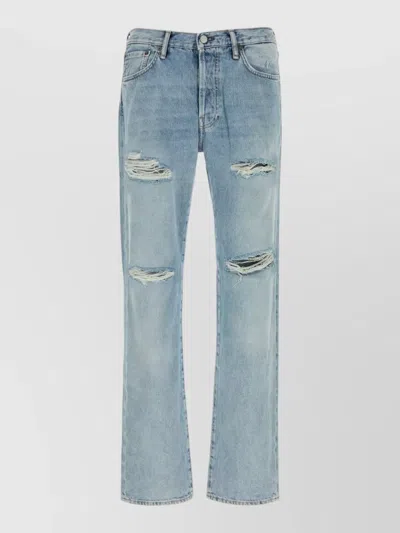 Acne Studios Light Crow Organic Cotton Jacket With Cow Leather Patch In Blue