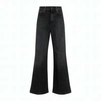Acne Studios High Waist Wide-leg Denim Pants In Black