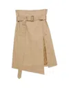 Acne Studios High-waisted Beige Twill Midi Skirt In Brown