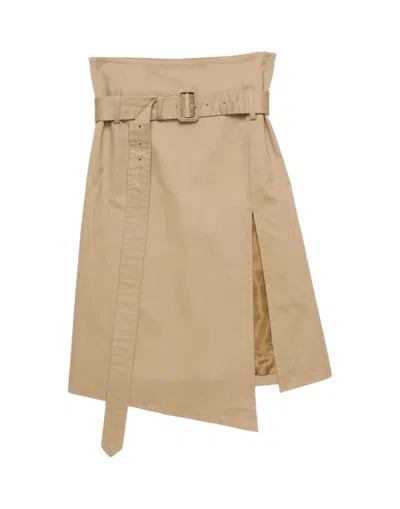 ACNE STUDIOS HIGH-WAISTED BEIGE TWILL MIDI SKIRT
