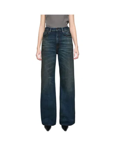 ACNE STUDIOS HIGH-WAISTED WIDE-LEG DARK BLUE DENIM PALAZZO PANTS