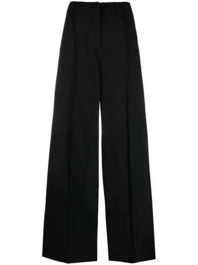 Acne Studios High-waisted Wool-cotton Palazzo Pants In Black