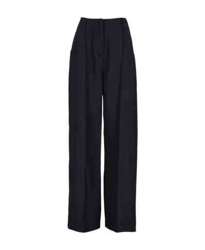 Acne Studios High-waisted Wool-cotton Palazzo Pants In Black