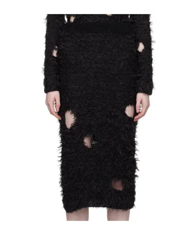 Acne Studios Hollowed-out Imitation Old Half-length Skirt In Black
