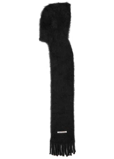 Acne Studios Hooded Brushed Mohair-blend Scarf In Black