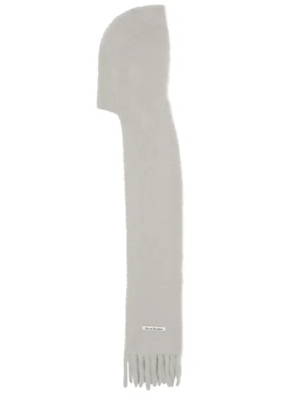 Acne Studios Hooded Brushed Mohair-blend Scarf In Gray
