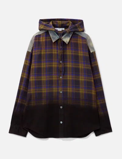 Acne Studios Hooded Button-up Shirt In Brown