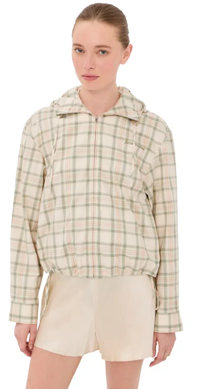 Acne Studios Hooded Check Jacket Green/orange In Multi