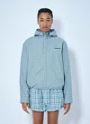 Acne Studios Hooded Check Jacket In Light Blue