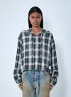 Acne Studios Hooded Nylon Silk Jacket Checked Pattern In Multi
