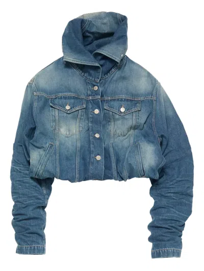 Acne Studios Hooded Denim Jacket In Blue