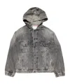 Acne Studios Hooded Denim Jacket Washed Black In Gray