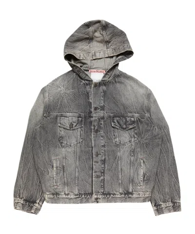 ACNE STUDIOS HOODED DENIM JACKET WASHED BLACK