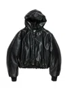 Acne Studios Hooded Faux Leather Jacket A90654le R In Black