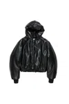 Acne Studios Hooded Faux Leather Jacket A90654le R In Black