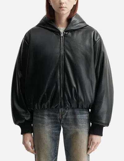 ACNE STUDIOS HOODED FAUX LEATHER JACKET