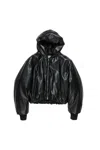 Acne Studios Hooded Faux Leather Jacket A90654le R In Black