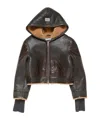 Acne Studios Hooded Leather Jacket In Black
