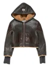 Acne Studios Hooded Leather Jacket In Brown