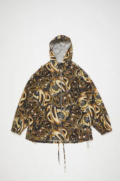 Acne Studios Hooded Logo Jacket In Black,gold