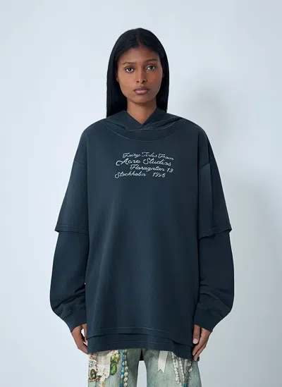 Acne Studios Hooded Logo Motif T-shirt In Blue