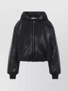 Acne Studios Hooded Faux Leather Jacket A90654le R In Black