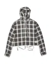 Acne Studios Hooded Nylon Silk Jacket Checked Pattern In Black