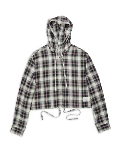 Acne Studios Hooded Nylon Silk Jacket Checked Pattern In Multi
