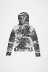 Acne Studios Hooded Printed Top In Light Grey,black