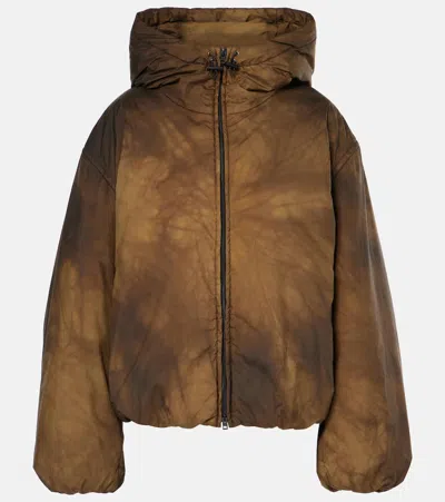 Acne Studios Hooded Puffer Jacket In Brown