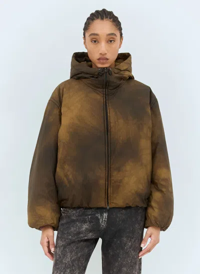 Acne Studios Hooded Puffer Jacket In Brown