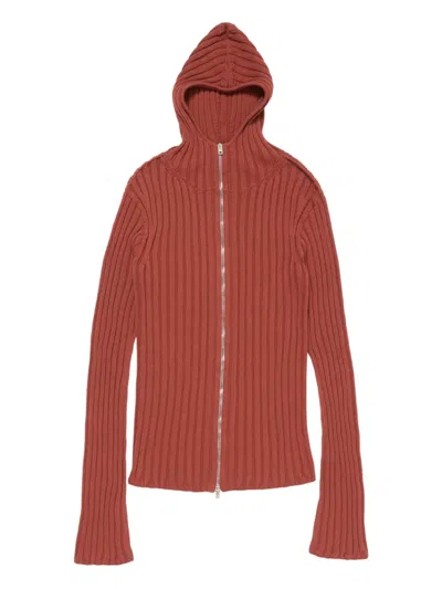 Acne Studios Gerippter Kapuzenpullover Mit Reissverschluss In Brown