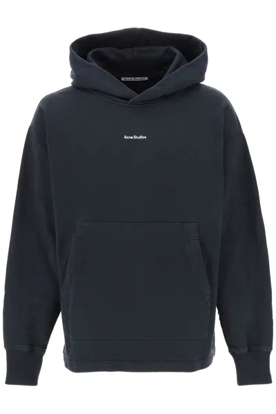 Acne Studios Hooded Sweatshirt With Logo In Gray