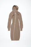 Acne Studios Hooded Wool Dress In Camel Beige