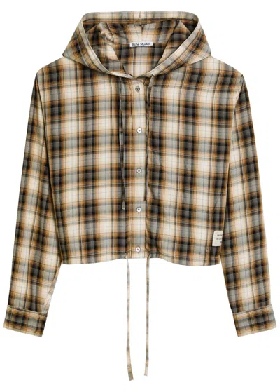 Acne Studios Hooded Woven Shirt In Multi