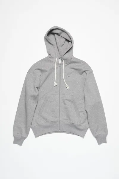 Acne Studios Hooded Zip Sweater In Light Grey Melange