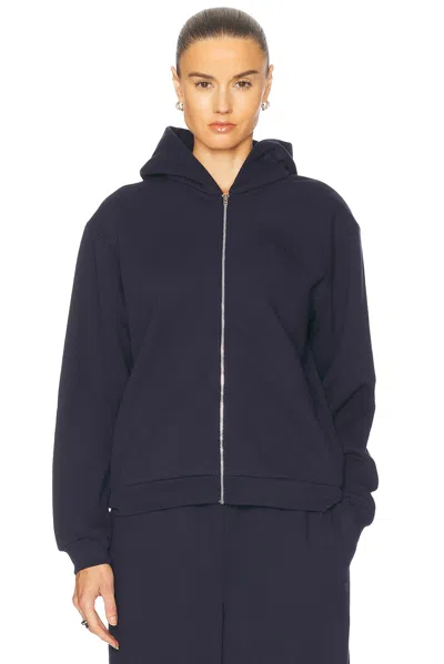 Acne Studios Hooded Zip Sweater In Navy Blue