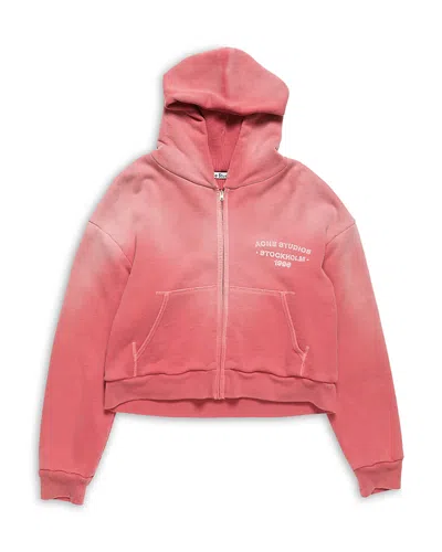 Acne Studios Hooded Zip Sweatshirt In Red