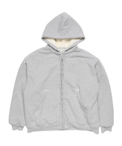 Acne Studios Hooded Zip-up Sweatshirt In Gray