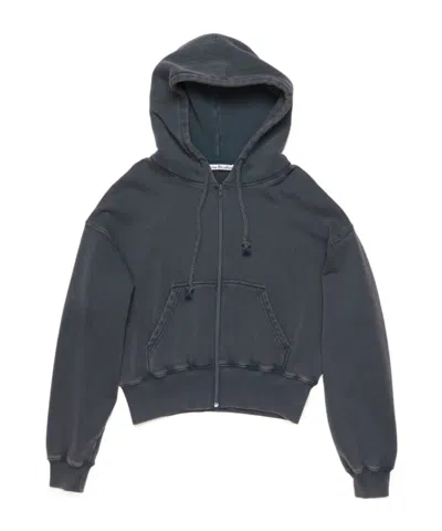 Acne Studios Hooded Zipper Sweater In Black