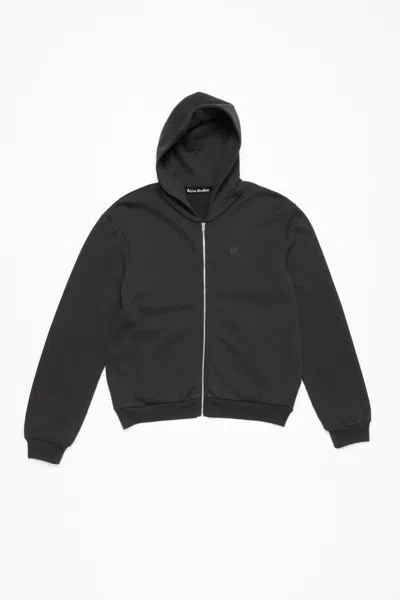 Acne Studios Hooded Zipper Sweater In Black