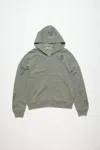 Acne Studios Hooded Zipper Sweater In Moss Green