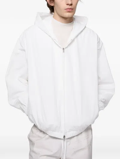 Acne Studios Hooded Zip-up Jacket In Weiss