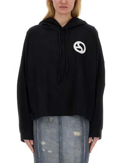 Acne Studios Cozy Knitwear Hoodie Long Sleeves In Black