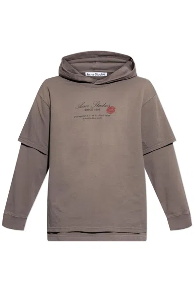 Acne Studios Women Double Layer Hoodie In Gray
