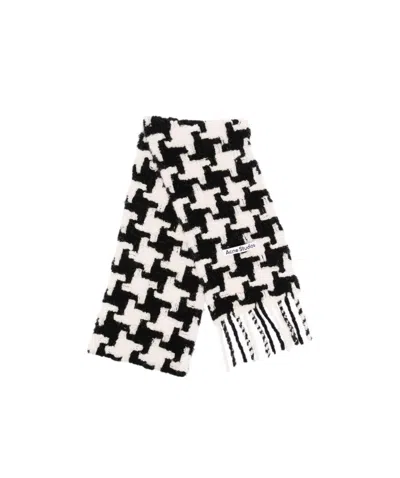 Acne Studios Houndstooth-pattern Knitted Scarf In Black