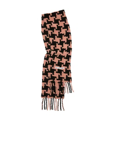 Acne Studios Houndstooth-print Fringed Scarf In Black