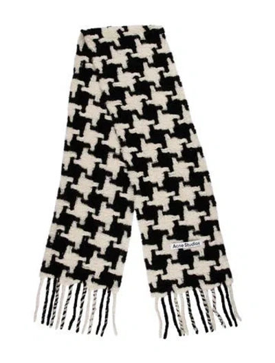 Pre-owned Acne Studios Houndstooth Print Scarf In Black/white
